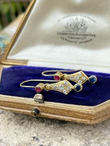 Diamond, Sapphire & Ruby Earrings in 18ct Gold Diamond, Sapphire & Ruby Earrings in 18ct Gold