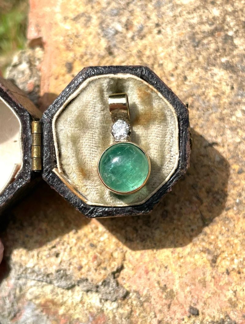 Contemporary Emerald and Diamond Charm