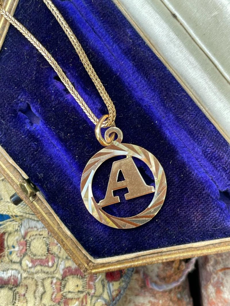 Vintage Initial A Charm in 18ct Yellow Gold