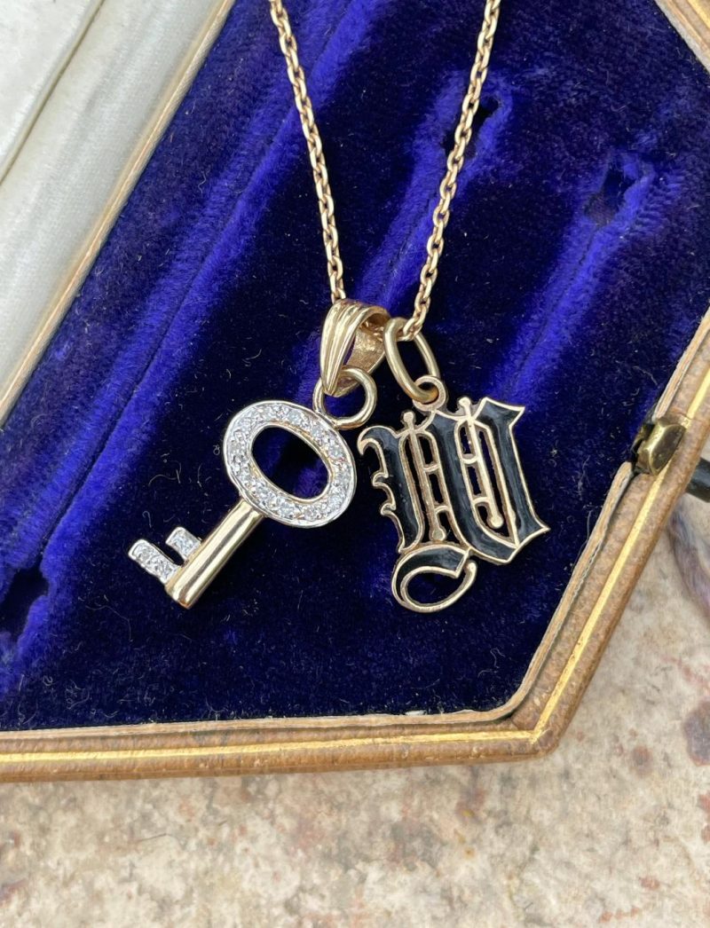 9ct Yellow Gold Diamond Key Charm
