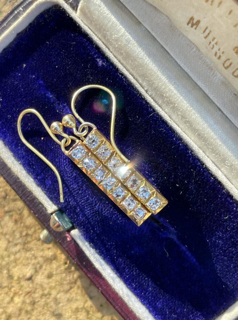Exceptional Antique Peruzzi Cut Diamond Earrings