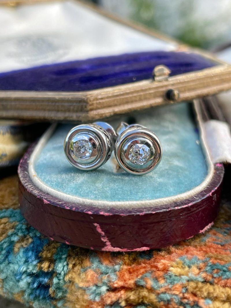 Art Deco Old Mine Cut Diamond Earrings
