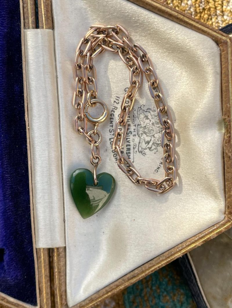 Antique Edwardian Nephrite Heart Bracelet