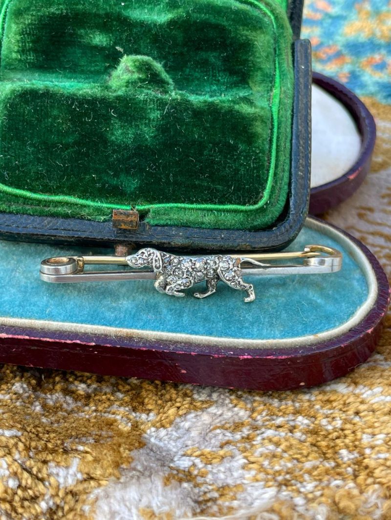 Antique Victorian Diamond Dog Pin