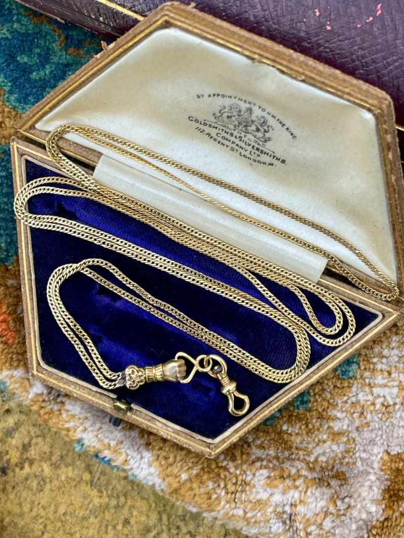 Antique French 18ct Watch Chain with Stirruped Hand and Swivel Dog Clip