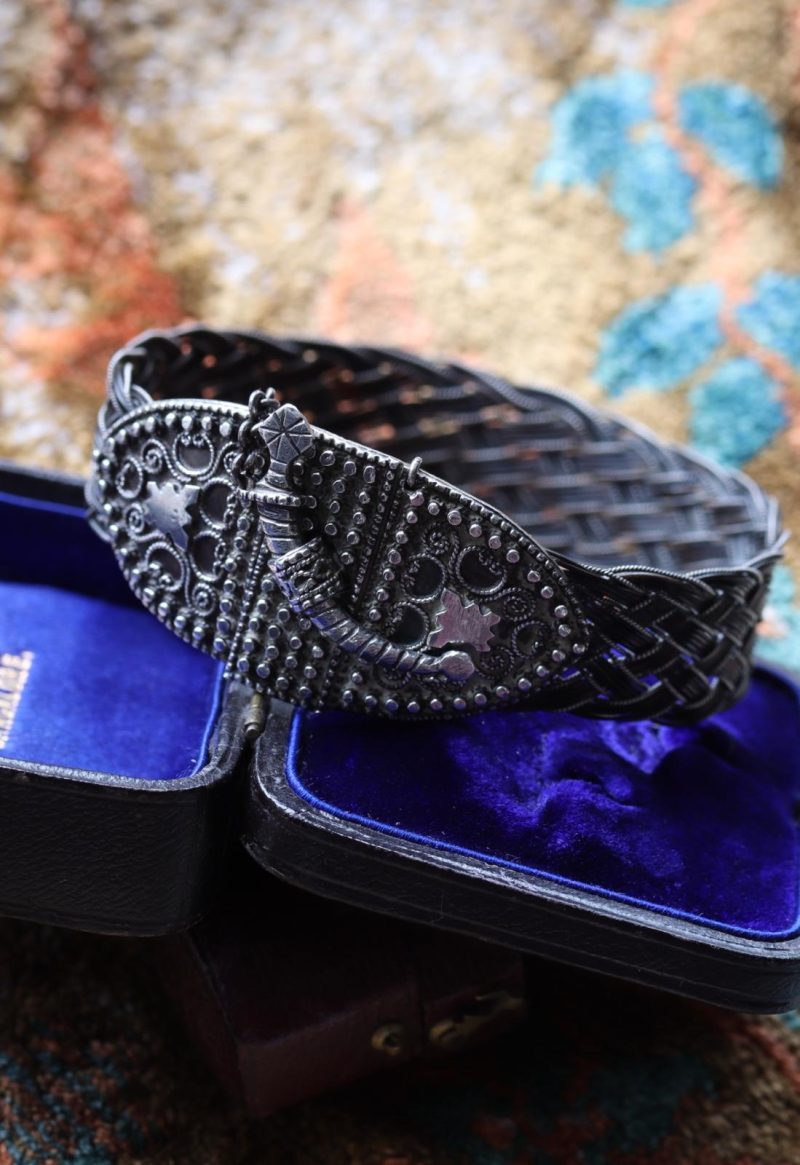 Antique Victorian Silver & Elephant Hair Bracelet